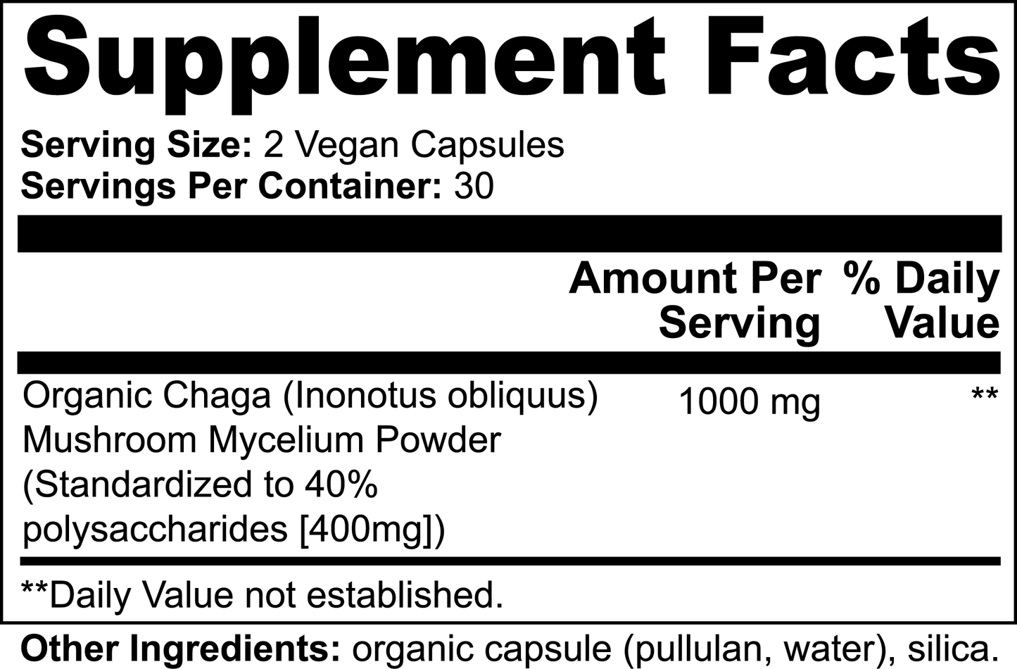 Chaga Mushroom Capsules – Immune and Digestive Balance (60 Vegan Capsules)